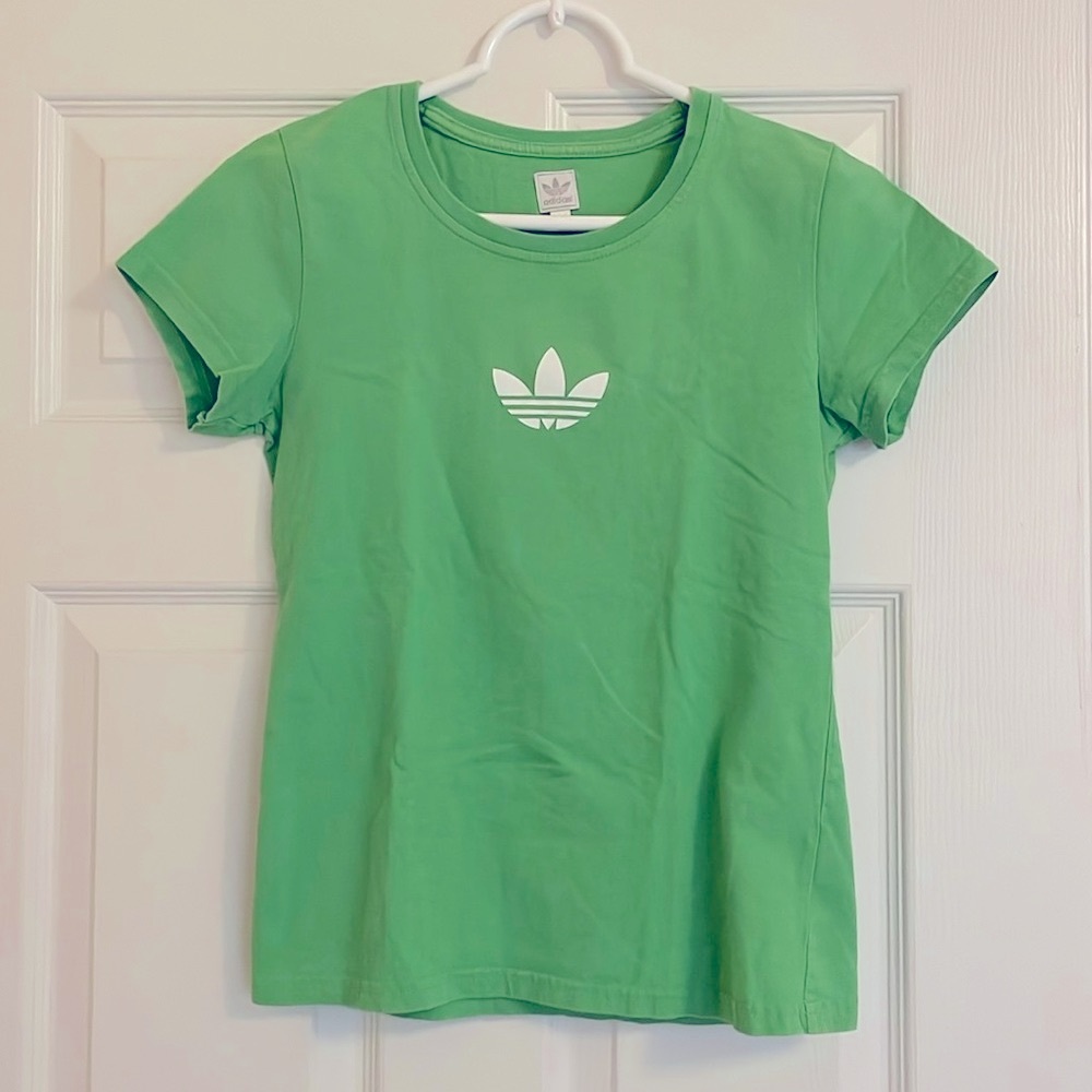 💚 Adidas Vintage Green Fitted Trefoil T-shirt
